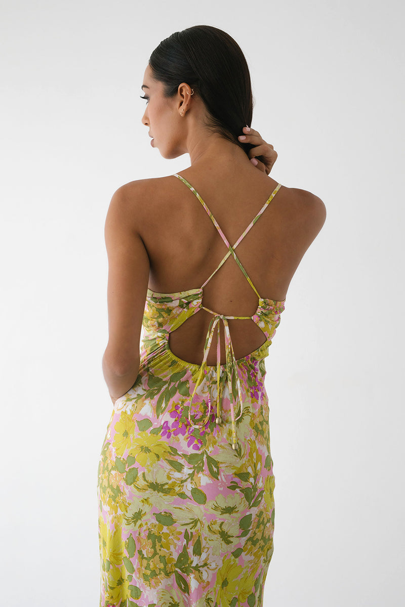 Floral Tie Back Cut Out Midi Dress – ASTR The Label
